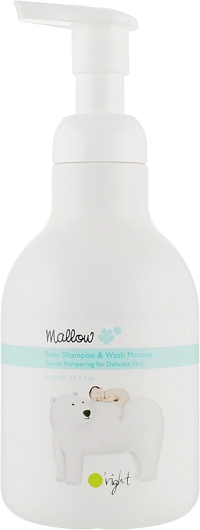 O'right Нежный органический детский мусс для мытья Mallow Baby Shampoo & Wash Mousse - фото N1