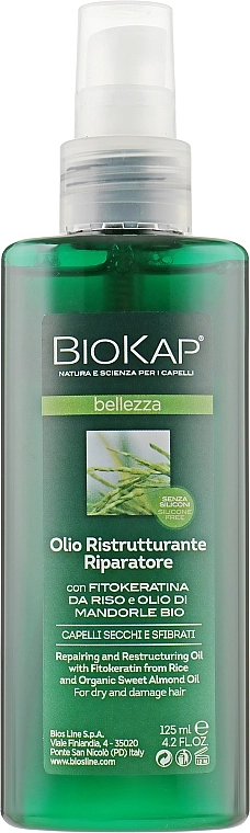 BiosLine Олія, яка відновлює структуру пошкодженого волосся BioKap - фото N1