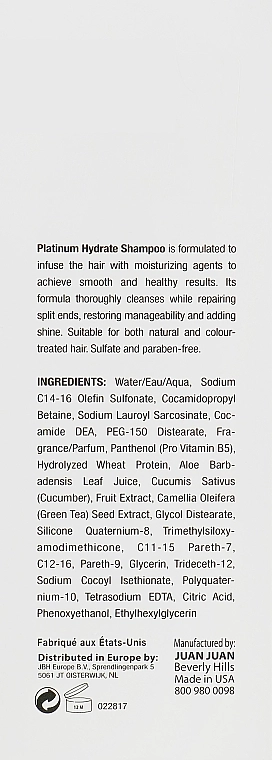 J Beverly Hills Зволожувальний шампунь для волосся Platinum Hydrate Shampoo - фото N3