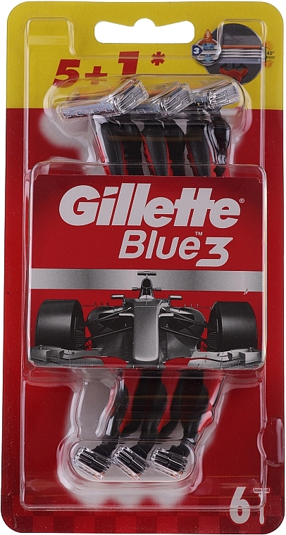 Gillette Набор одноразовых станков для бритья, 5+1шт Blue III Red and White - фото N1