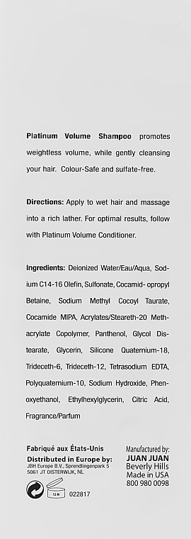 J Beverly Hills Шампунь для об'єму волосся Platinum Volume Shampoo - фото N3