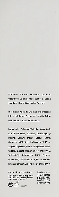 J Beverly Hills Шампунь для объема волос Platinum Volume Shampoo - фото N6
