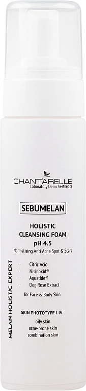 Chantarelle Освітлювальна і нормалізувальна очищувальна пінка Sebumelan Holistic Cleansing Foam pH 4.5 - фото N1