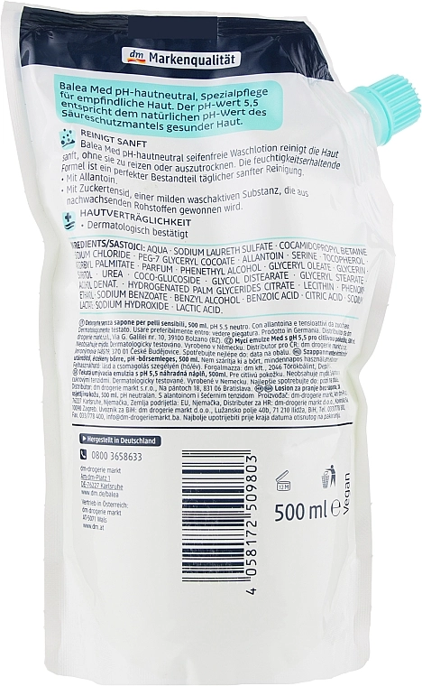 Balea Лосьйон для вмивання без мила, pH 5,5 Med Soap-Free Wash Lotion pH 5,5 (refill) - фото N2