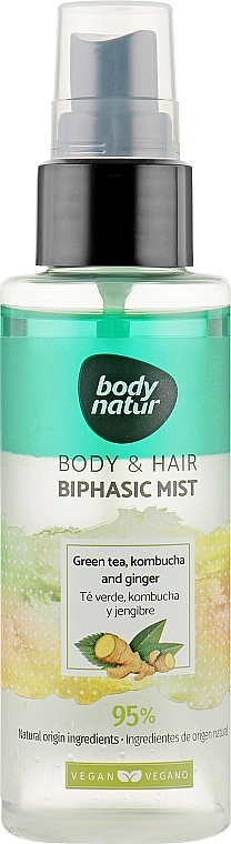 Body Natur Універсальний міст для тіла та волосся Body and Hair Mist Green Tea, Kombucha and Ginger - фото N1