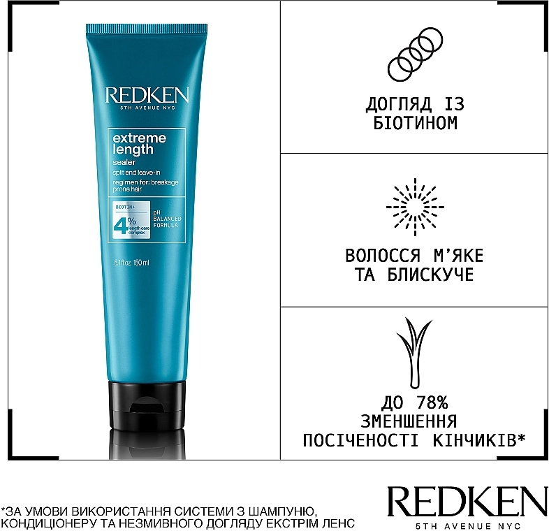 Redken Засіб-догляд з біотином для зміцнення довгого волосся Extreme Length Leave-in Treatment - фото N2