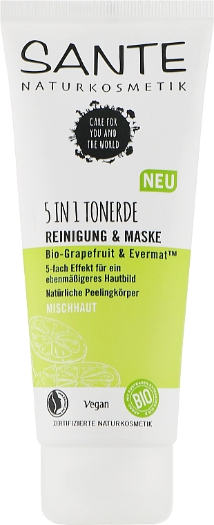 Sante Биосредство очищающее для лица 5в1 "Грейпфрут" 5-in-1 Clay Cleanser & Mask - фото N1