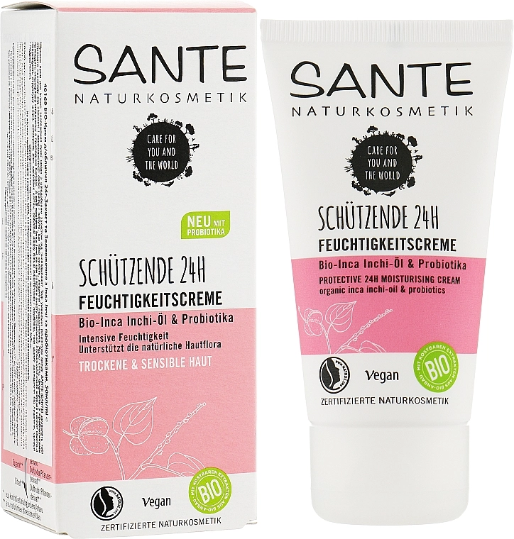Sante Біокрем для обличчя 24 г. "Захист і зволоження" з інка інчі та пробіотиками Protective 24-Hour Moisture Cream - фото N2
