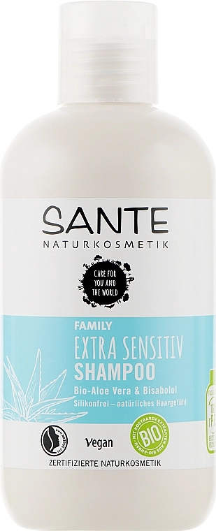 Sante Биошампунь для всей семьи для чувствительной кожи головы "Алоэ вера и бисаболол" Family Extra Sensitive Shampoo - фото N1