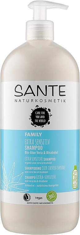 Sante Биошампунь для всей семьи для чувствительной кожи головы "Алоэ вера и бисаболол" Family Extra Sensitive Shampoo - фото N5