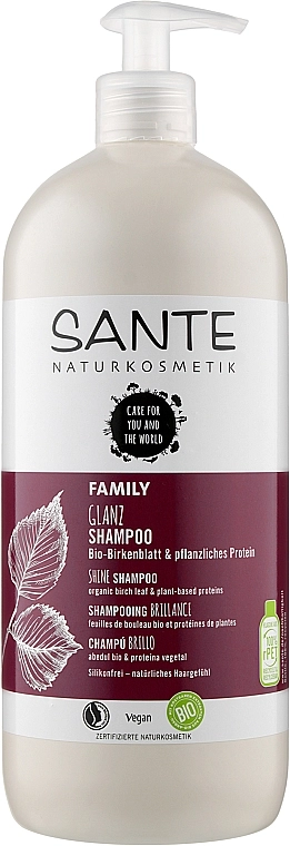 Sante Биошампунь для блеска волос «Растительные протеины и березовые листья» Family Organic Birch Leaf & Plant Protein Shine Shampoo - фото N5