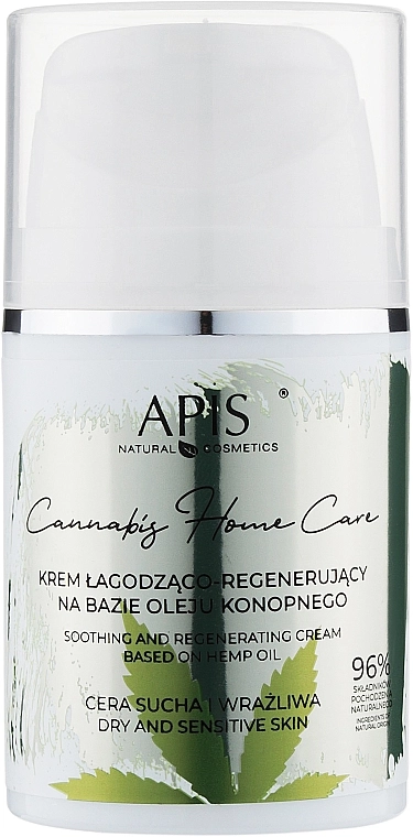 APIS Professional Восстанавливающий крем на основе конопляного масла Cannabis Home Care Soothing And Regenerating Cream - фото N1