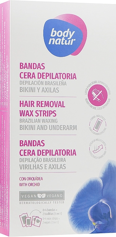 Body Natur Воскові смужки для зони пахв та бікіні Wax Strips Bikini-Underarms - фото N1