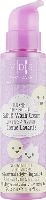 Mades Cosmetics Органічна кремовий гель-пінка для купання немовлят M|D|S Baby Care Bath & Wash Cream - фото N1