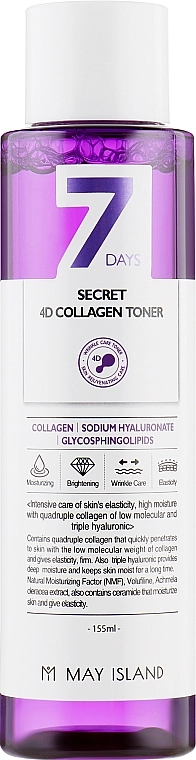May Island Тонер на основі колагену 7 Days Secret 4D Collagen Toner - фото N2