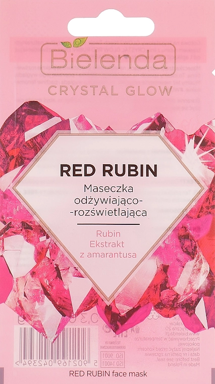 Bielenda Живильна й освітлювальна маска для обличчя Crystal Glow Red Rubin - фото N1