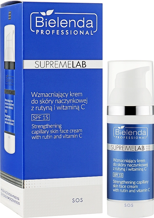 Bielenda Professional Зміцнювальний крем для шкіри, з рутином і вітаміном С, SPF15 SupremeLab S.O.S - фото N2