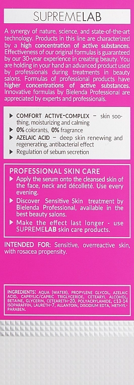 Bielenda Professional Сыворотка для чувствительной кожи лица с 10 % азелаиновой кислоты SupremeLab - фото N3