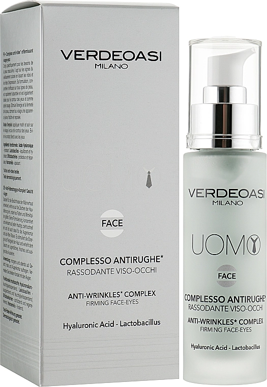 Verdeoasi Комплекс проти зморщок зі зміцнювальним ефектом для обличчя та очей Uomo Anti-Wrinkles Complex Firming Face-Eyes - фото N2
