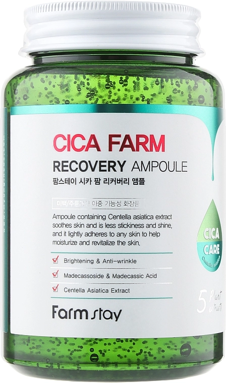 Ампульна сироватка з азіатською центелою - FarmStay Cica Farm Recovery Ampoule, 250 мл - фото N1