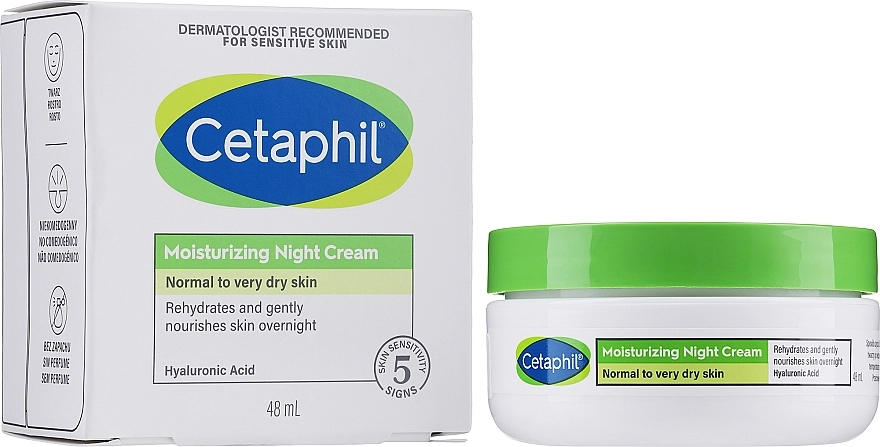 Cetaphil Зволожувальний нічний крем з гіалуроновою кислотою для обличчя Moisturizing Night Cream - фото N2