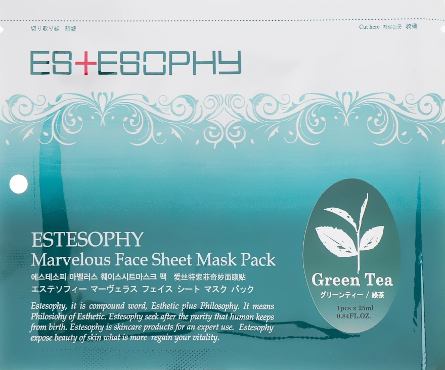 Estesophy Тканинна маска для обличчя Marvelous Sheet Green Tea Mask - фото N1