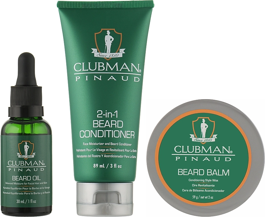 Clubman Pinaud Набор Beard 3 In 1 Trio (beard/cond/89ml + beard/balm/59g + beard/oli/30ml) - фото N2