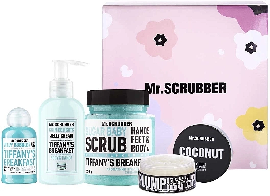 Mr.Scrubber Набір Tiffany’s Care (b/scr/300g + b/cr/150ml + lip/scr/50ml + sh/gel/50ml) - фото N1