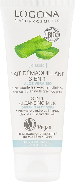 Logona Біомолочко очищувальне для нормальної шкіри Facial Care Cleansing Milk Aloe - фото N1