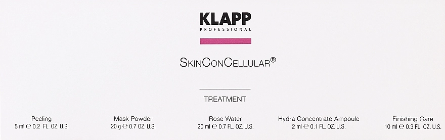 Klapp Набор SkinConCellular Face Treatment (peel/5ml + mask/20g + rose/water/20ml + conc/2ml + finish/care/10ml) - фото N1