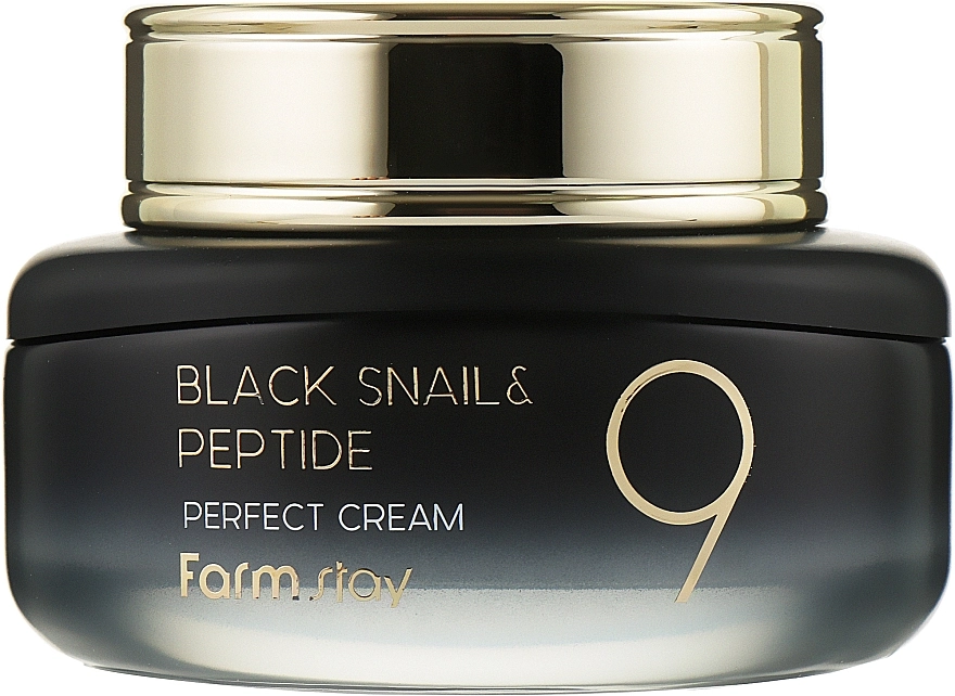 Омолоджувальний крем з муцином чорного равлика і пептидами - FarmStay Black Snail & Peptide 9 Perfect Cream, 55 мл - фото N1