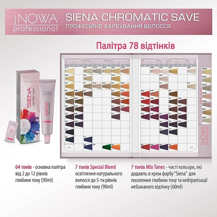 JNOWA Professional Стійка професійна крем-фарба для волосся Siena Chromatic Save - фото N2