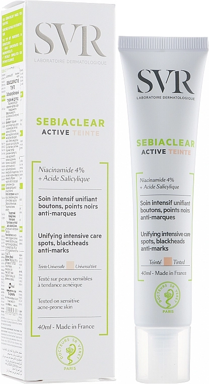 SVR Активний крем для жирної та схильної до акне шкіри Sebiaclear Active Tinted Cream - фото N2