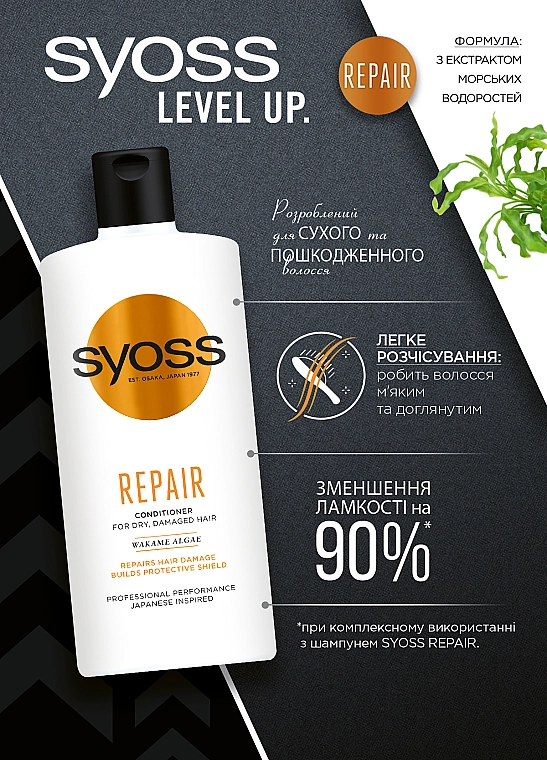 SYOSS Кондиционер для волос Repair Conditioner Wakame Algae For Dry Damaged Hair - фото N7