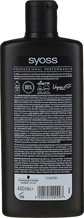 SYOSS Шампунь для светлых, осветленных и седых волос Blond & Silver Purple Shampoo For Highlighted, Blonde & Grey Hair - фото N2