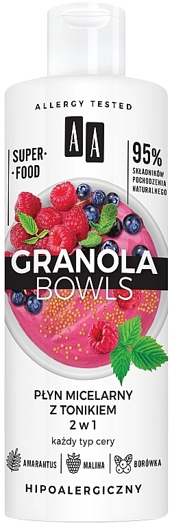 AA Мицеллярная вода с тоником для всех типов кожи Granola Bowls Micellar Water And Tonic 2 in 1 - фото N1