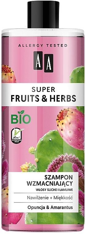 AA Шампунь для сухого волосся Cosmetics Super Fruits & Herbs Shampoo Prickly Pear & Amaranth - фото N1