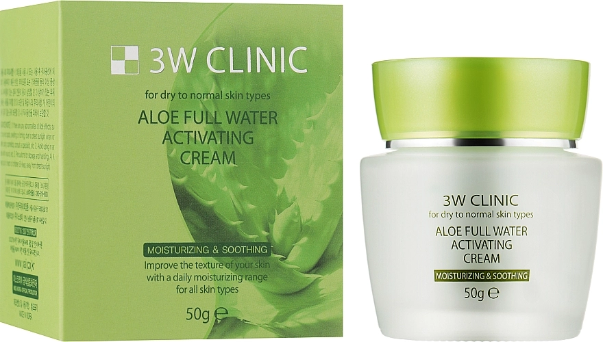 3W Clinic Увлажняющий крем для лица с экстрактом алоэ Aloe Full Water Activating - фото N2