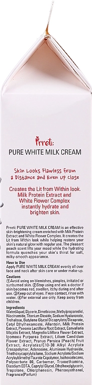Prreti Зволожувальний крем для освітлення обличчя на основі молочних протеїнів Pure White Milk Cream - фото N6