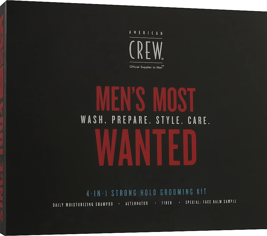 American Crew Набір Men's Most Wanted Strong Hold (shm/250ml + cr/50g + spray/100ml + balm/7.4ml) - фото N1