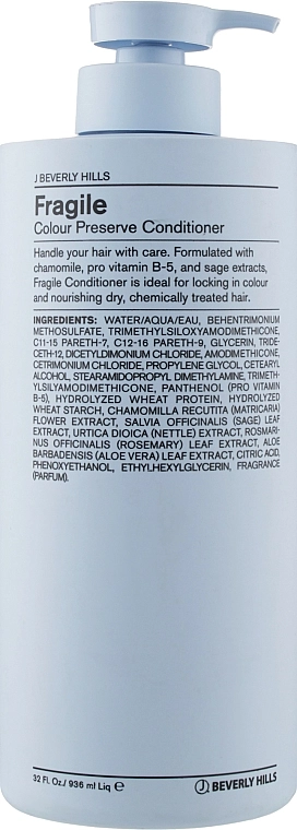 J Beverly Hills Кондиціонер для фарбованого і пошкодженого волосся Blue Colour Fragile Colour Preserve Conditioner - фото N2