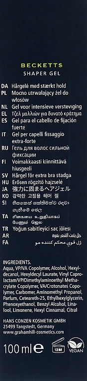 Graham Hill Гель для укладки, сильної фіксації Becketts Shaper Gel - фото N3