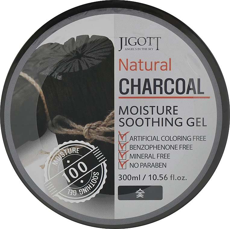 Универсальный гель для лица и тела с древесным углём - Jigott Natural Charcoal Moisture Soothing Gel, 300 мл - фото N1