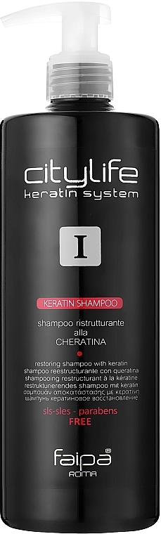 Faipa Roma Восстанавливающий шампунь для волос кератином City Life Keratin Hair Shampoo - фото N2