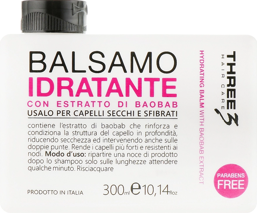 Faipa Roma Зволожувальний бальзам з екстрактом баобаба Three Hair Care Idratante Balm - фото N1