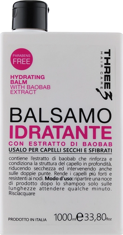 Faipa Roma Зволожувальний бальзам з екстрактом баобаба Three Hair Care Idratante Balm - фото N3