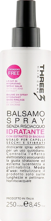 Faipa Roma Увлажняющий бальзам-спрей для волос Three Hair Care Idratante Spray - фото N1