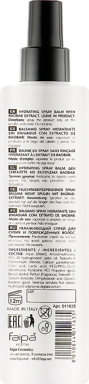 Faipa Roma Увлажняющий бальзам-спрей для волос Three Hair Care Idratante Spray - фото N2