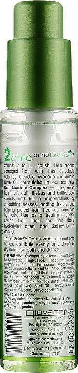 Giovanni Увлажняющая сыворотка для волос 2chic Ultra-Moist Super Potion Anti-Frizz Binding Serum Avocado & Olive Oil - фото N2