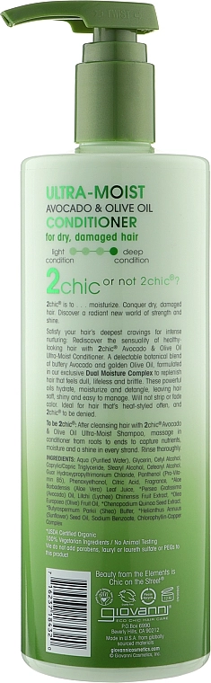 Giovanni Зволожуючий кондиціонер для волосся 2chic Ultra-Moist Conditioner Avocado & Olive Oil - фото N4